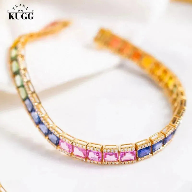 18K Yellow Gold Diamond & Aquamarine Bracelet for Women - Luxury Elegant Jewelry for Parties, Weddings & Special Occasions