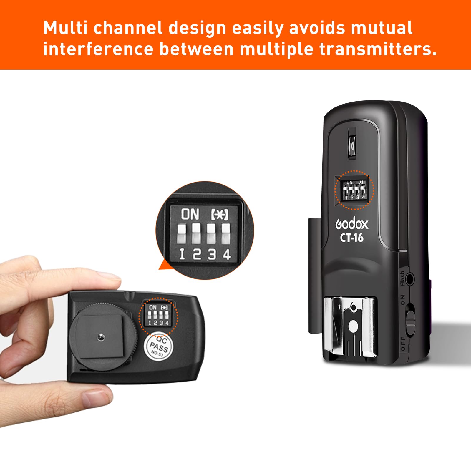 Godox CT-16 Wireless Flash Trigger for Canon Nikon Sony Pentax DSLR Cameras - 1 Transmitter + 2 Receivers - Perfect for Studio Photography, Outdoor Shoots & Event Coverage