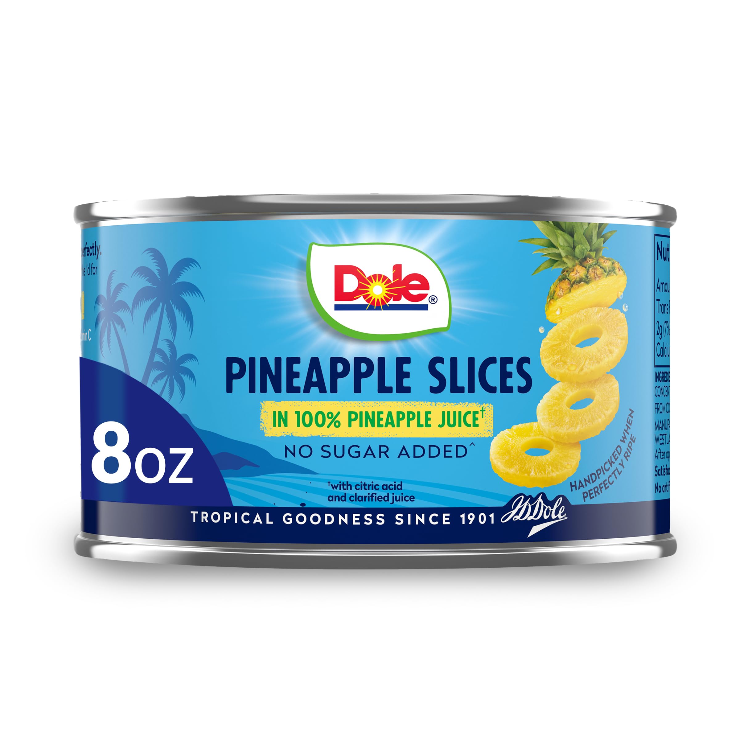 Dole Canned Pineapple Slices in 100% Pineapple Juice | Gluten Free, Non-GMO | 8 Oz Can | Perfect for Smoothies, Desserts & Snacks | Pantry Staple | Packaging May Vary