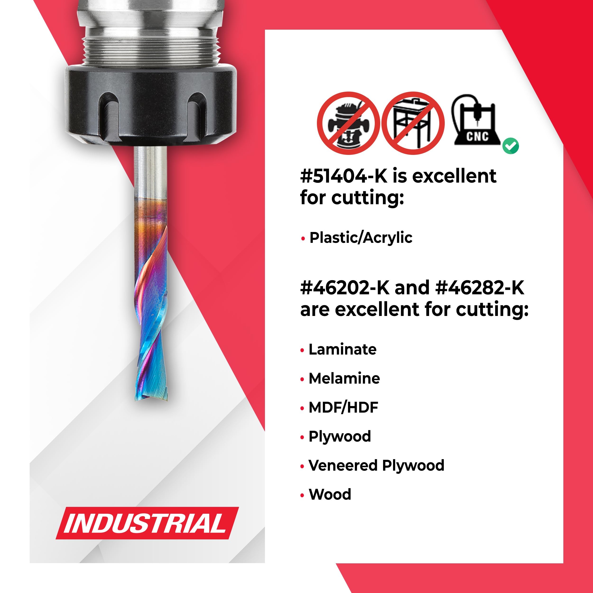 Amana Tool Spektra Extreme Tool Life Coated Solid Carbide CNC Signmaking Router Bit Pack IV, AMS-242-K 2-Pc, 1/4 Inch Shank - Perfect for Woodworking, Sign Making & Professional CNC Routing Projects