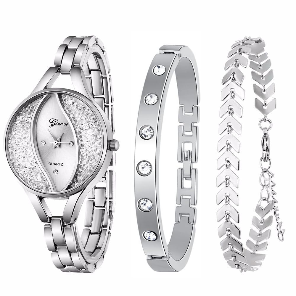Elegant Weicam Women's Diamond Watch & Bracelet Set - Analog Quartz Wristwatch for Ladies - Perfect for Formal Events, Office Wear & Special Occasions