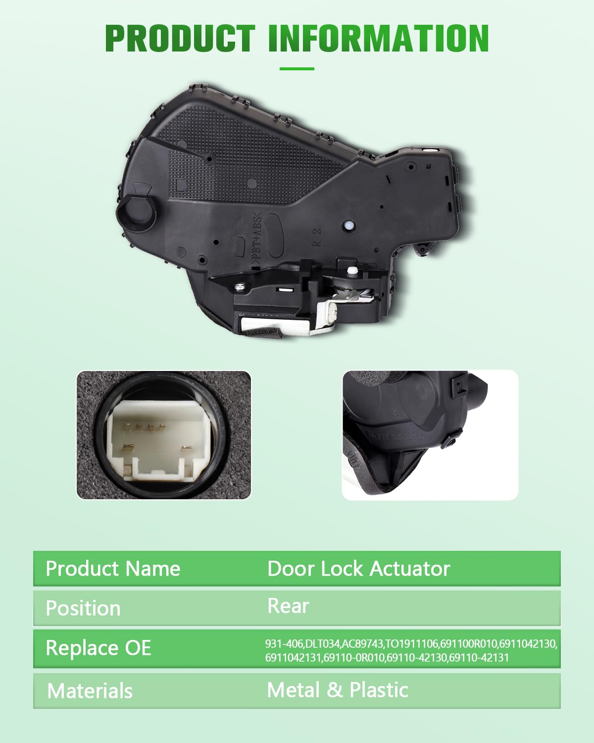 SCITOO Power Door Lock Actuator Replacement for 2006-2012 Toyota RAV4 Rear Door Latch 931-406 - Easy DIY Installation & Secure Vehicle Access