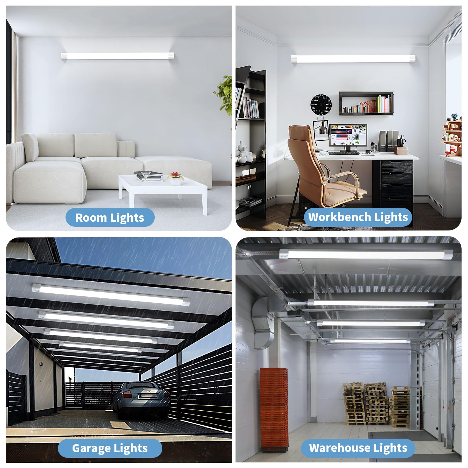 5FT LED Plug in Ceiling Light - 5000K Daylight Shop Light with Waterproof Design for Under Cabinet, Workbench & Garage - Energy Efficient LED Tube Lighting for Basement, Workshop & Home Use