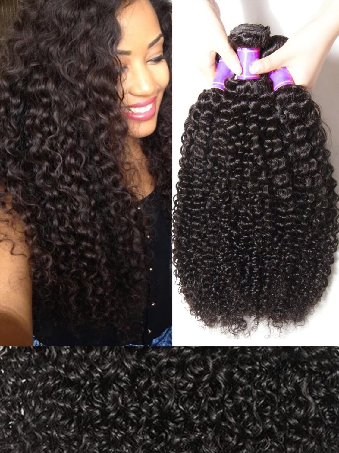 Nadula 100% Unprocessed Virgin Malaysian Jerry Curly Human Hair Weave Extensions - 3 Bundles (12,10,8 inches) for Women - Natural Black/Brown Color - Perfect for Daily Wear, Parties & Special Occasions