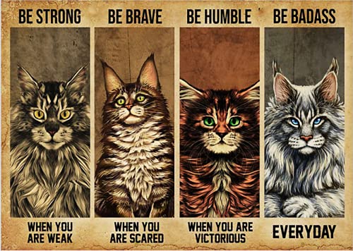 1000-Piece Wooden Jigsaw Puzzle - Maine Coon Cat with Inspirational Quotes (Be Strong, Brave, Humble, Badass) - Educational Puzzle Game for Adults & Kids - Perfect Gift for Family Game Night & Cognitive Development