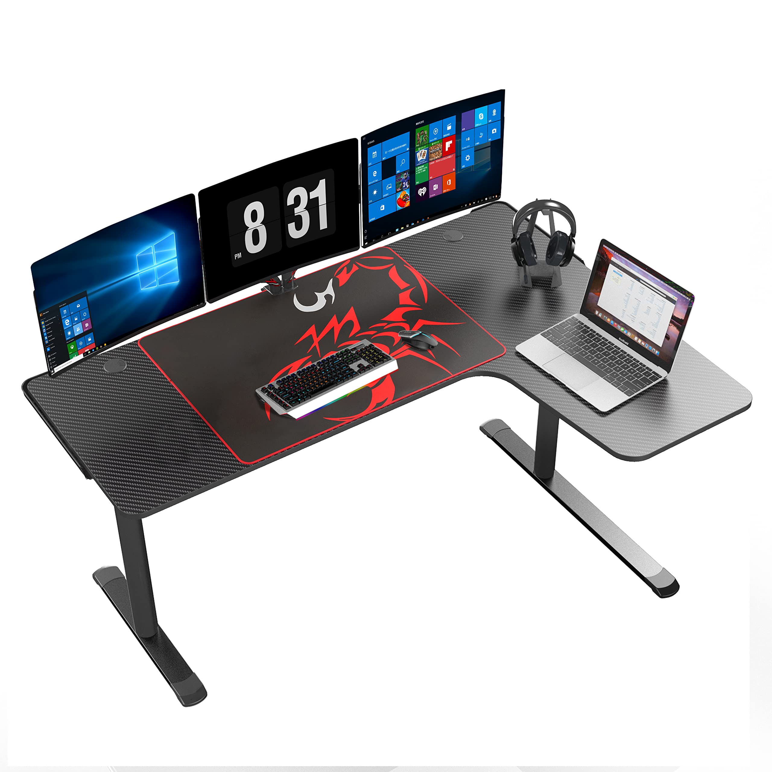 EUREKA ERGONOMIC L60 60-Inch L-Shaped Gaming Desk - Corner Computer Desk for Home Office, PC Gaming & Workstation with Mouse Pad & Cable Management - Space Saving, Easy to Assemble - Right Black - Perfect for Small Spaces & Multi-Monitor Setups