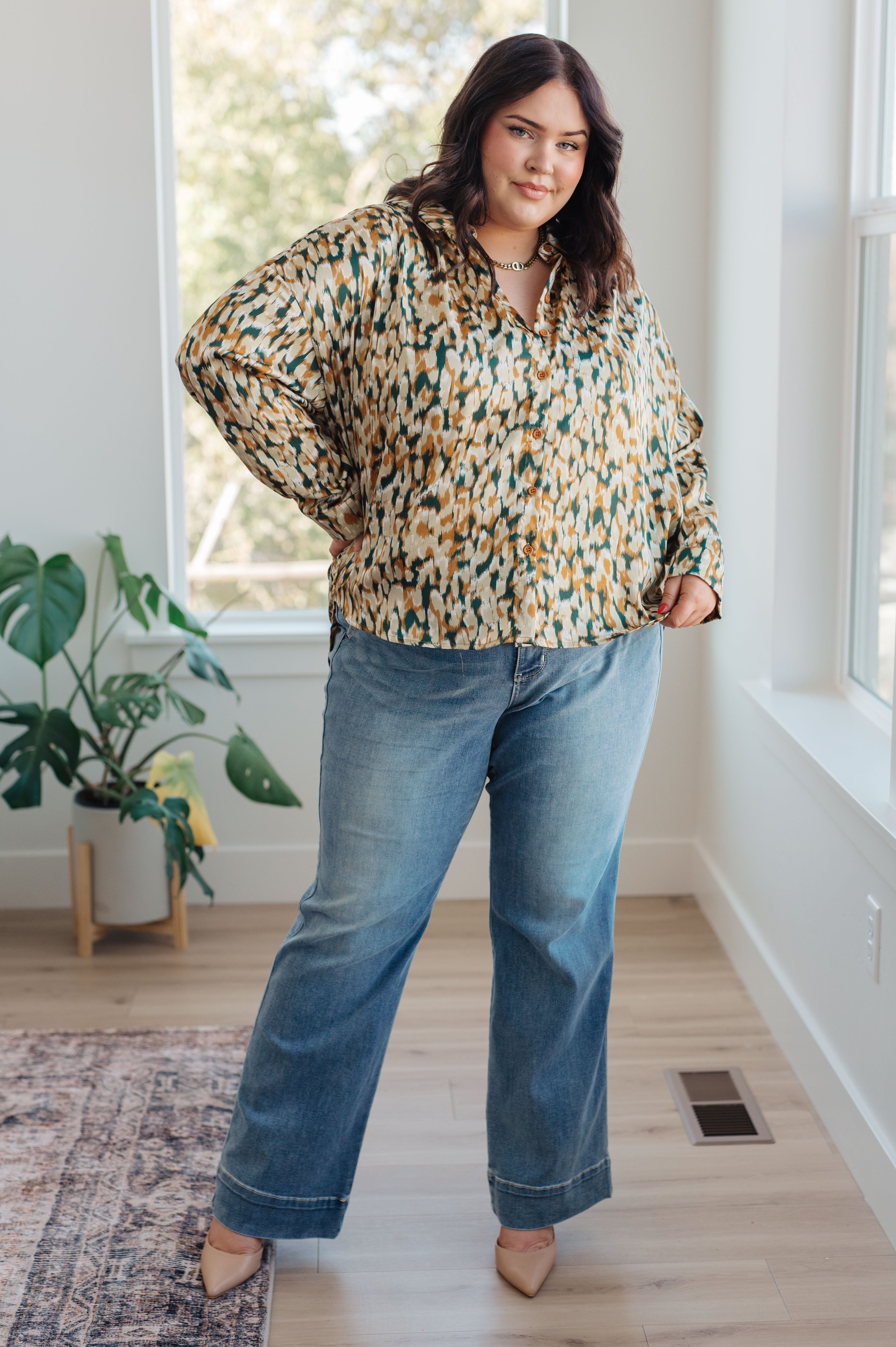 Stylish In the Willows Button Up Blouse for Women | Elegant Long Sleeve Shirt | Perfect for Office, Date Night & Casual Outfits