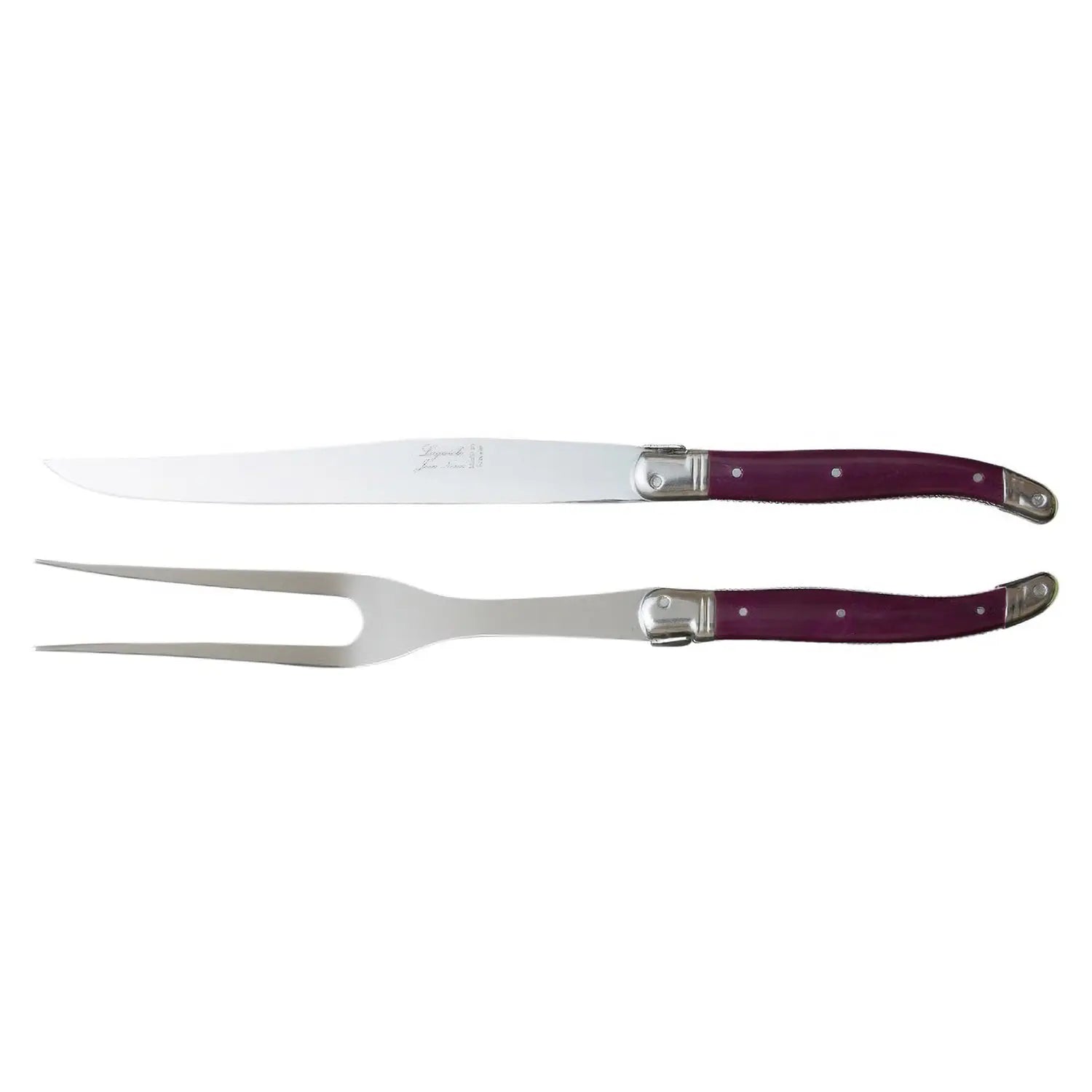 Miranda Style Jean Neron Laguioles Stainless Steel Carving Knife & Fork Set - Premium Steak Knife Set for Fine Dining, BBQ & Kitchen Use