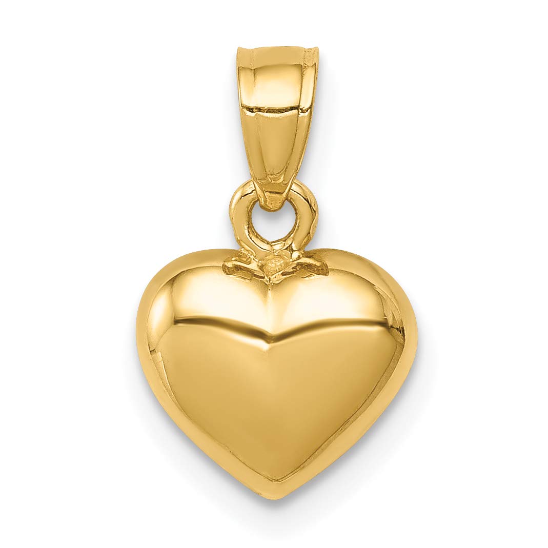 14K Yellow Gold Heart Pendant Necklace - Avariah Solid Polished One-Sided Heart Charm for Women | Perfect for Valentine's Day Gifts, Anniversary Presents & Everyday Elegant Jewelry