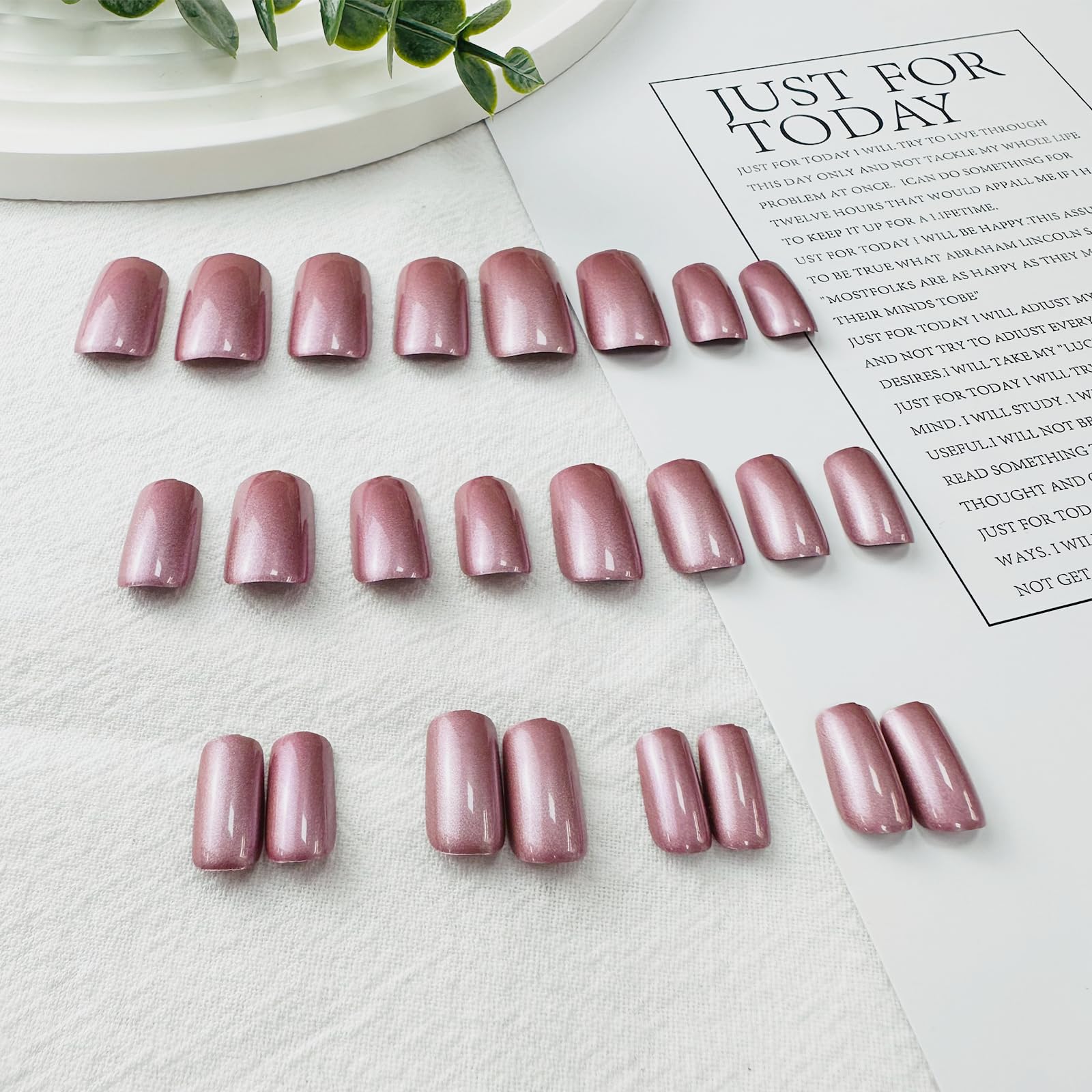 Chrome Press on Nails - Medium Square Fake Nails with Glossy Brown Designs - 24Pcs Full Cover Acrylic Stick on Nails for Women - Perfect for Parties, Weddings & Daily Nail Decorations