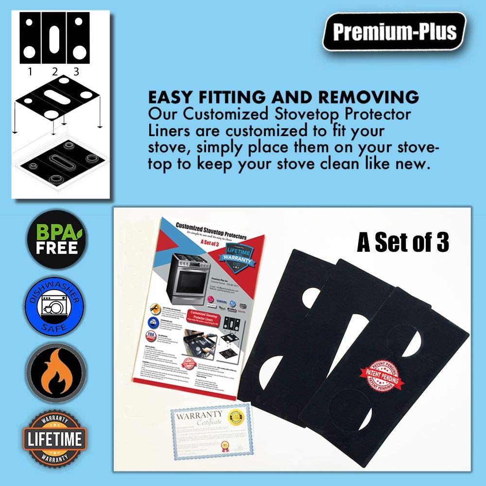 Premium Plus Stove Protectors for GE Gas Range Model JCGB660SEJ1SS - Custom Cut, Easy to Clean Stove Liner | Made in USA | Perfect for Kitchen Safety & Stainless Steel Range Protection