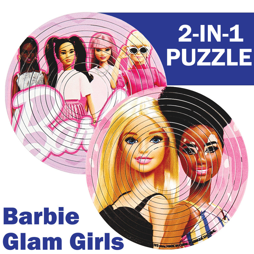 Barbie Glam Girls Spin Flip Puzzle - Double Sided 12 Ring Game for Kids | Fun Party & Travel Activity Toy for Girls Ages 5+