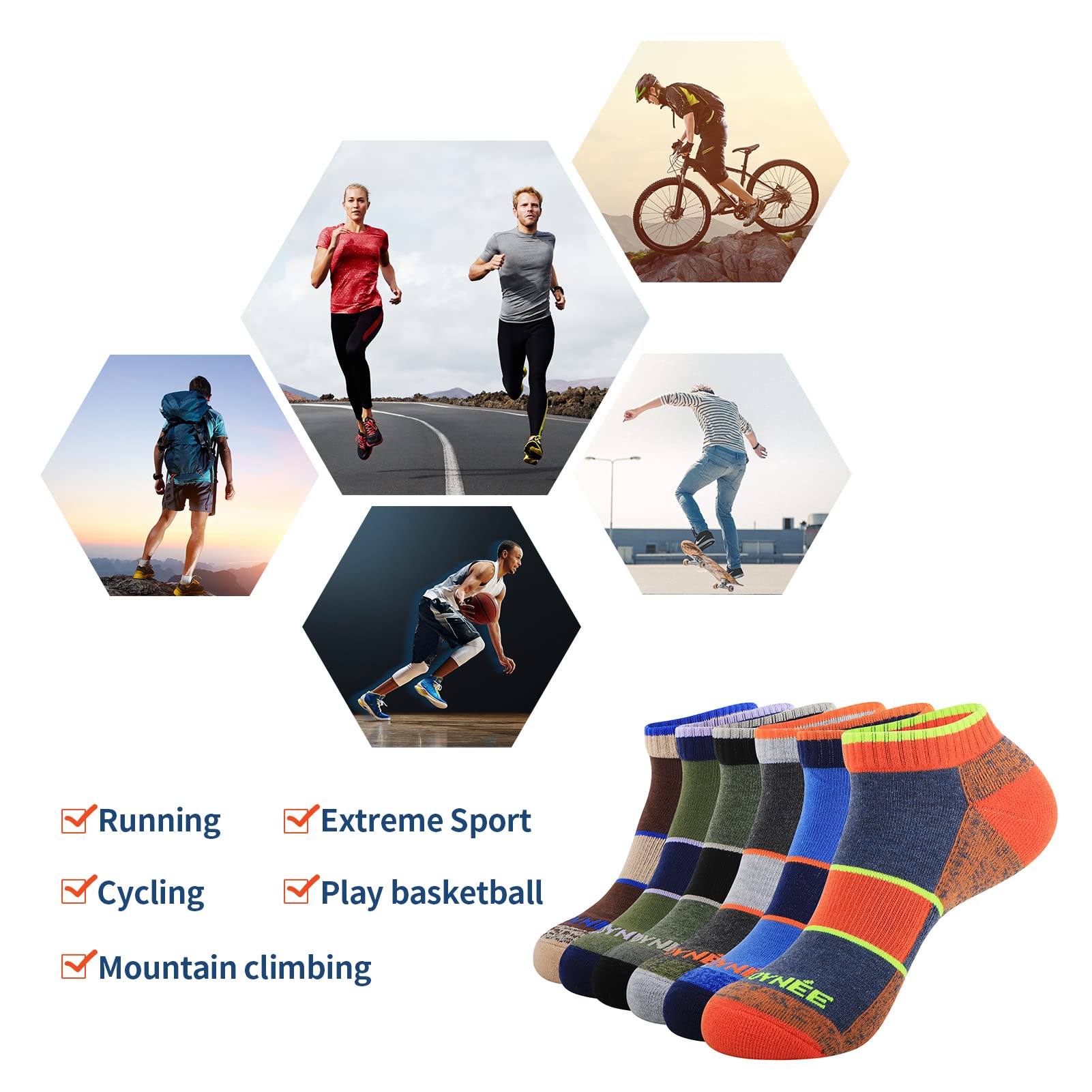 JOYNÉE Men's Low Cut Athletic Cushion Socks - 6 Pack Breathable Moisture Wicking Running Socks for Sports, Gym & Daily Wear - Comfortable Ankle Socks for Jogging, Workout & Casual Use