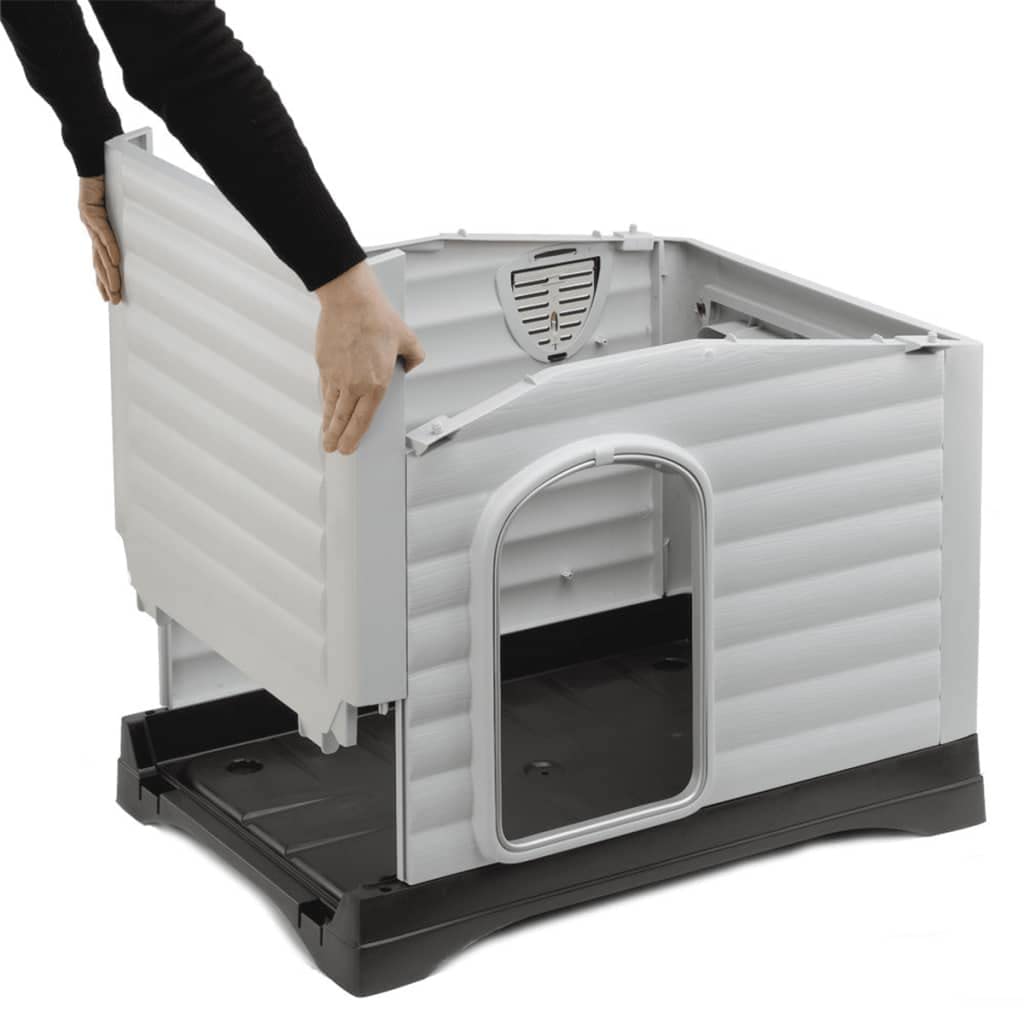 Ferplast DOGVILLA 90 Outdoor Dog House - Durable Thermoplastic Resin Kennel with Side Opening Panel - Perfect for Backyard, Patio & Garden Use