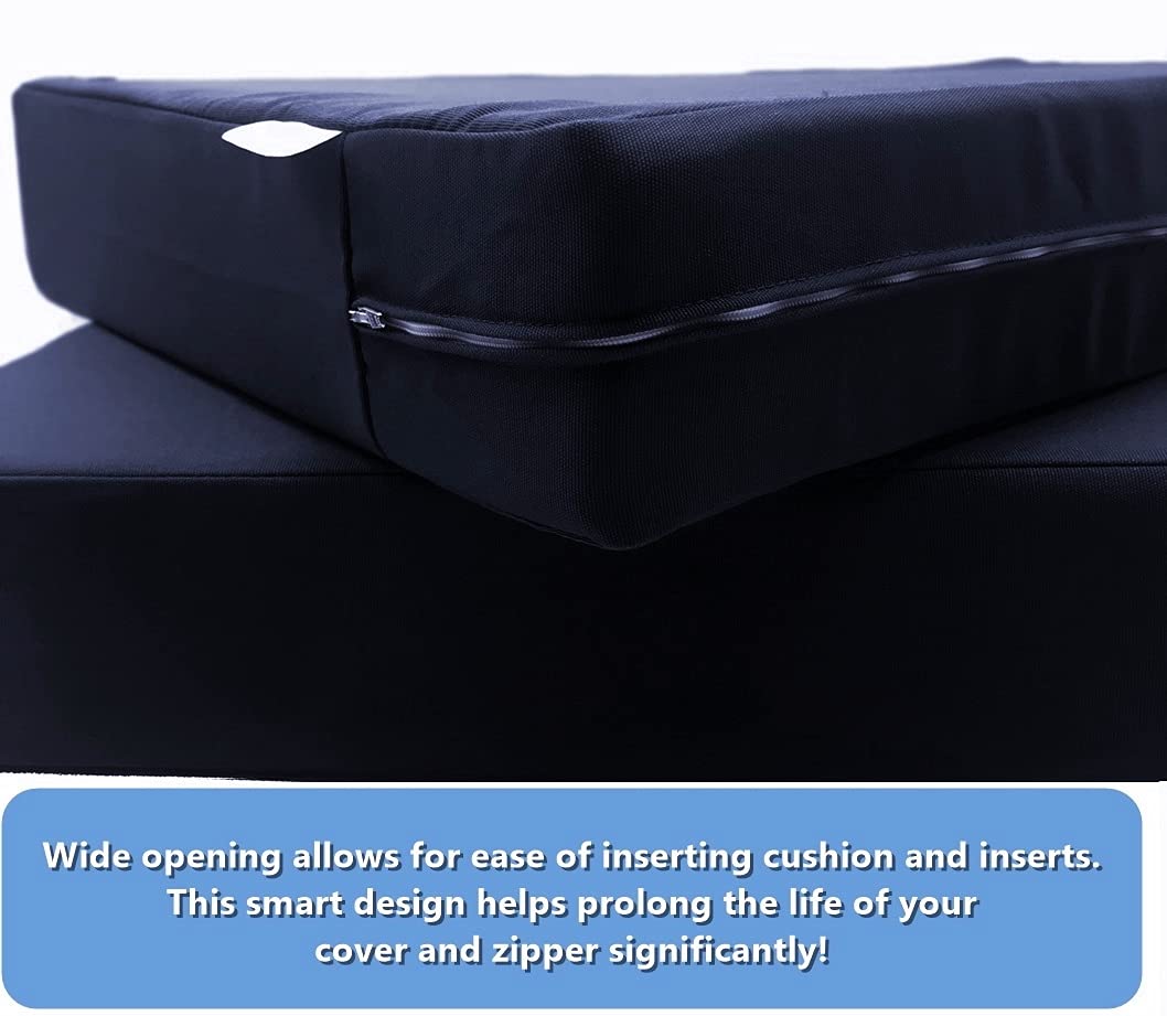 Midnight Dark Navy Waterproof Outdoor Patio Chair Cushion Covers (24x24x4, Set of 2) - All-Weather Resistant, Cozy Lounge Seating for Deck, Garden & Poolside Furniture