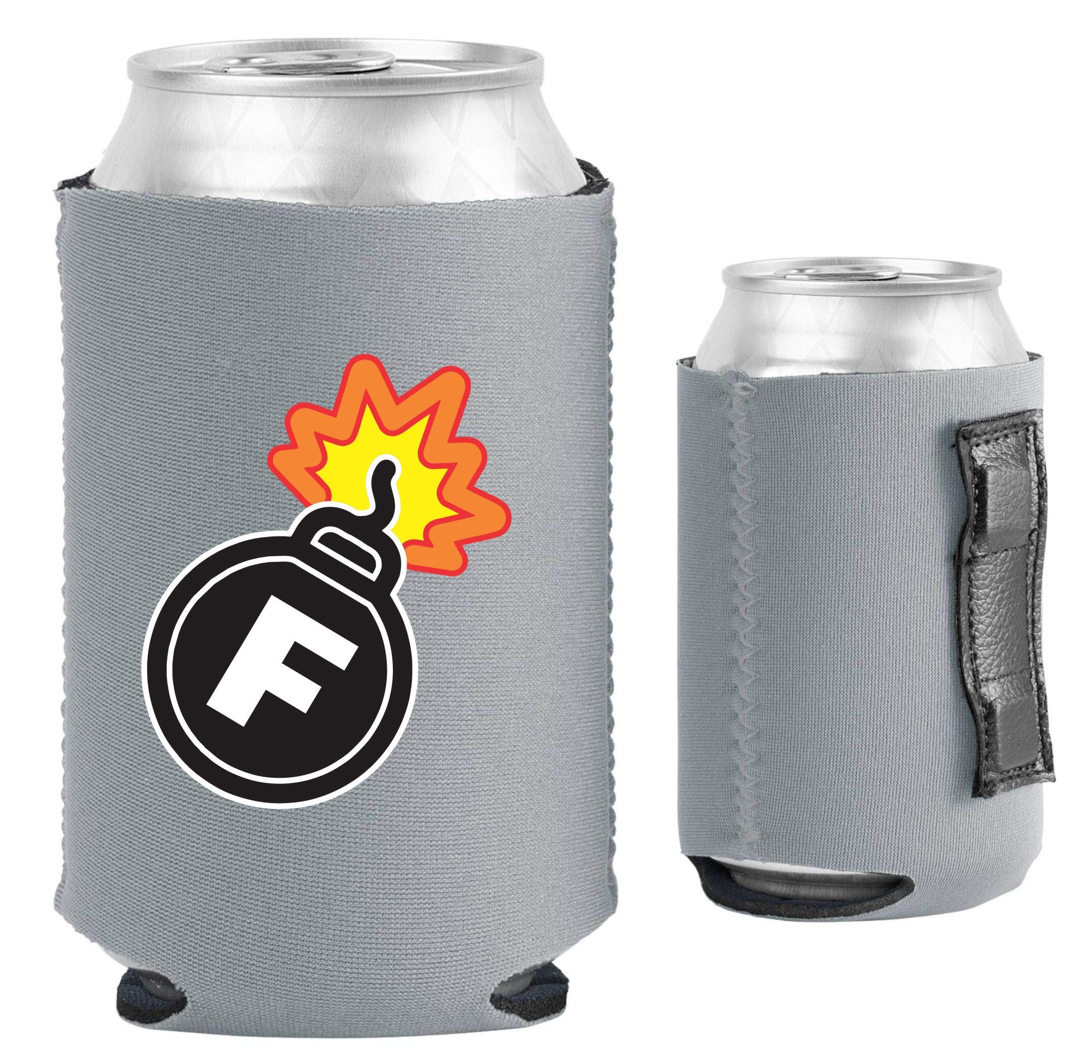 F Bomb Magnetic Can Cooler (Gray, 2 Pack) - Keep Drinks Cold for Beer, Soda & Cans - Perfect for BBQs, Parties & Outdoor Activities