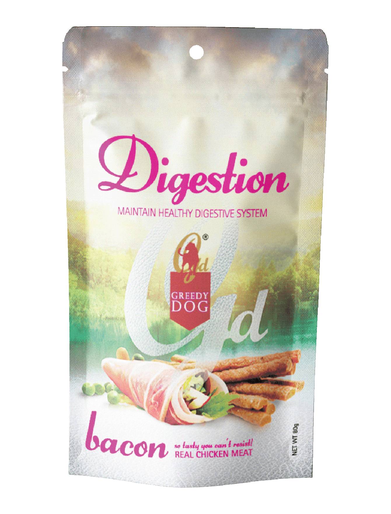 Premium Greedy Dog Digestion Bacon Formula Dog Treats 80g - Healthy Digestive Support for Dogs, Irresistible Bacon Flavor, Perfect for Training Rewards and Digestive Health