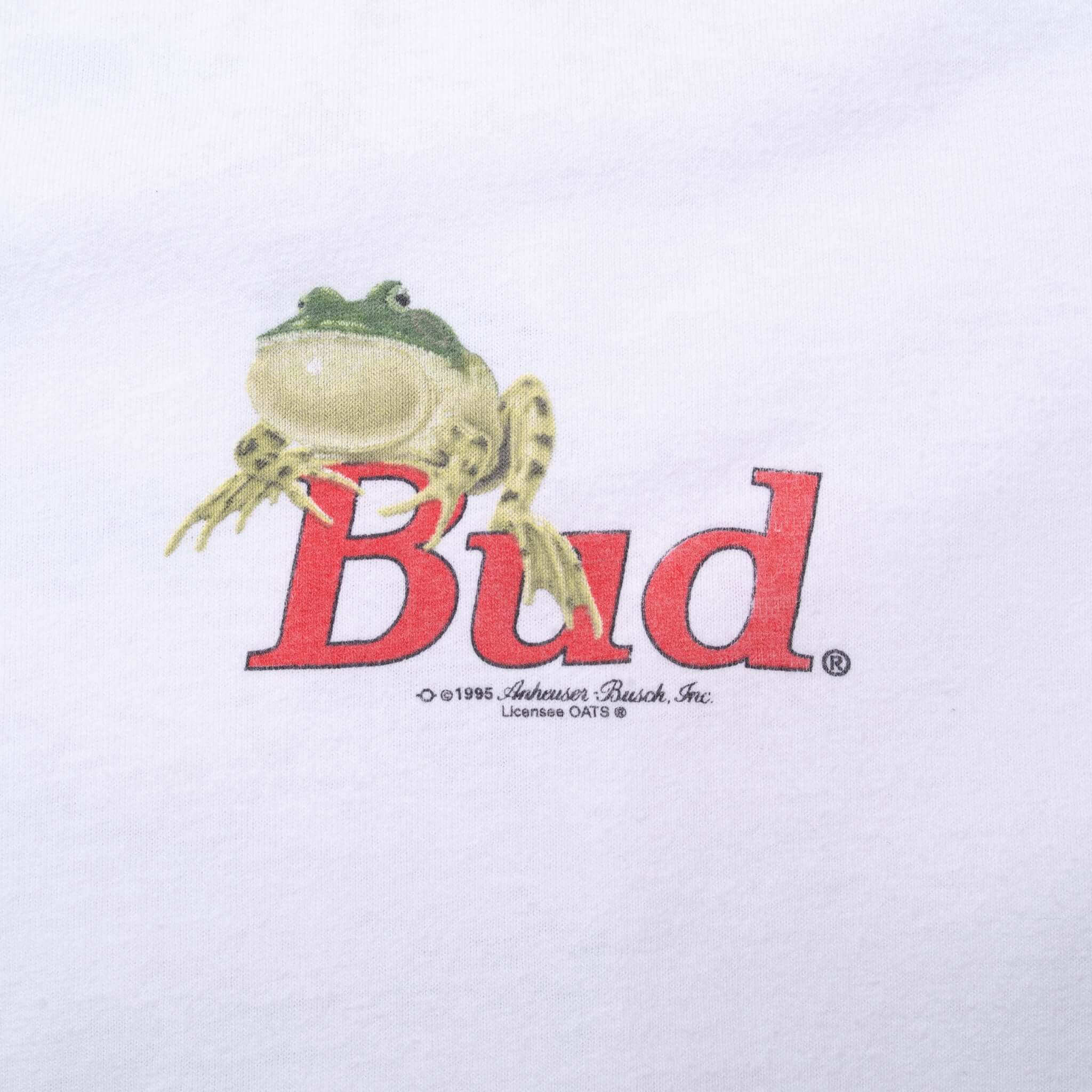 Vintage 1995 Budweiser Frog Graphic T-Shirt XL - Retro Beer Logo Tee Made in USA - Perfect for Casual Wear, Parties & Collectors