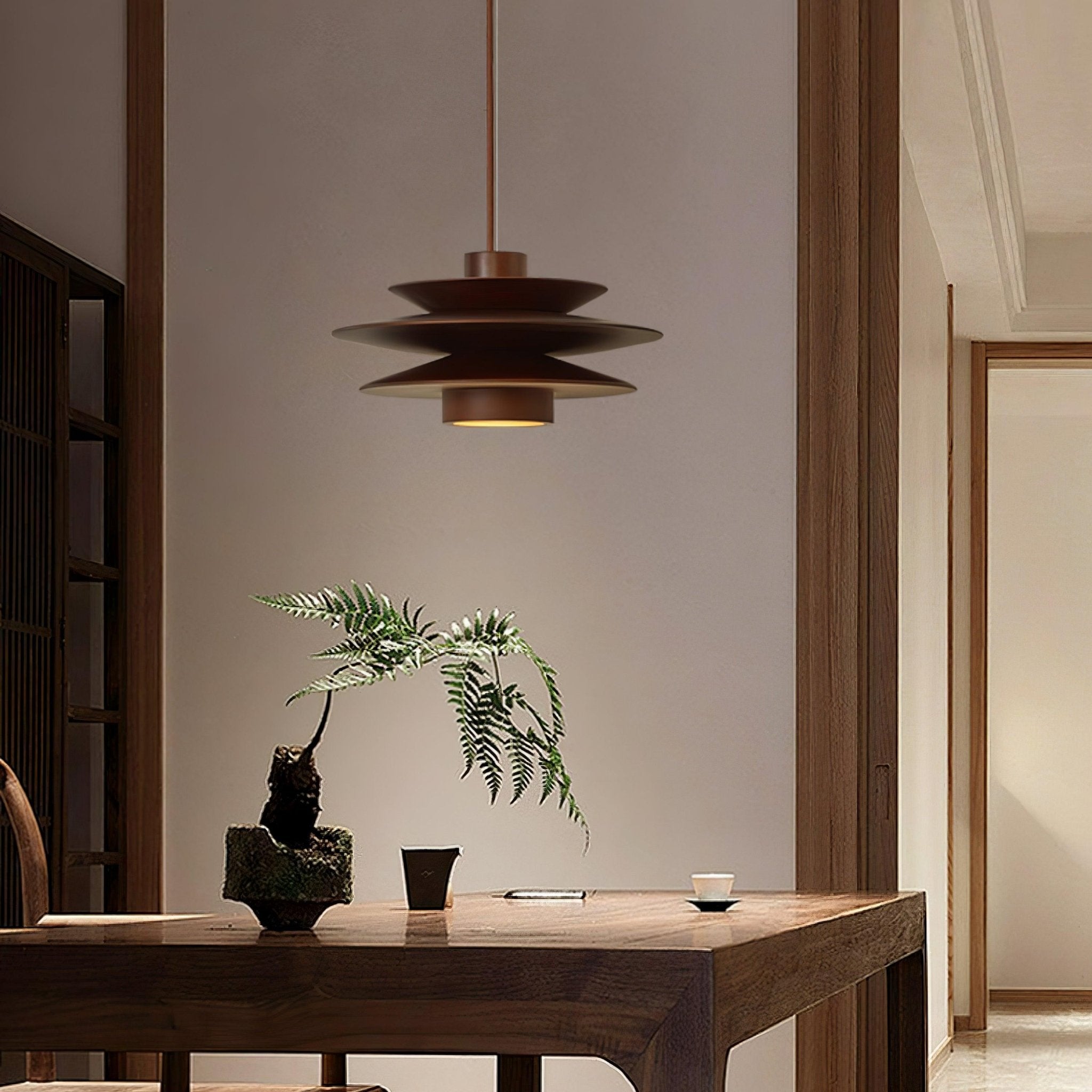 Handmade Cascade Wooden Disc Pendant Light - Natural Boho Ceiling Lamp for Living Room, Bedroom & Dining Room Decor - Perfect for Modern Farmhouse, Rustic & Scandinavian Style Homes