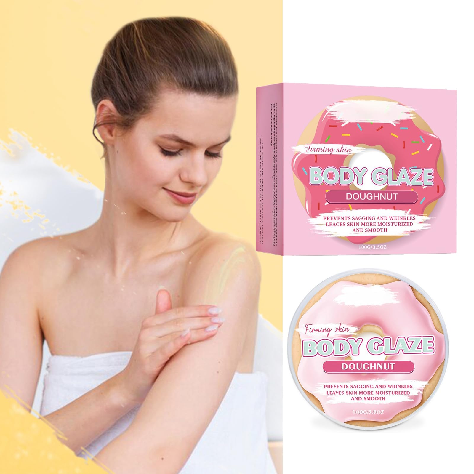 Body Glaze Donut Body Butter 3.5 oz - Deep Moisturizing Cream for Dry Skin, Nourishing Hand & Body Lotion for Women - Perfect for Daily Hydration, After-Shower Care & Gift Sets