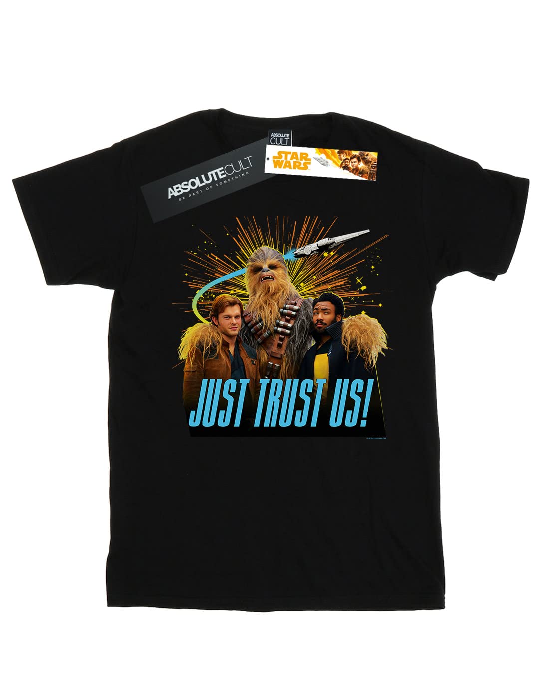 Star Wars Men's Solo Just Trust Us Graphic T-Shirt - Black, Large Size - Perfect for Cosplay, Gifts & Everyday Wear