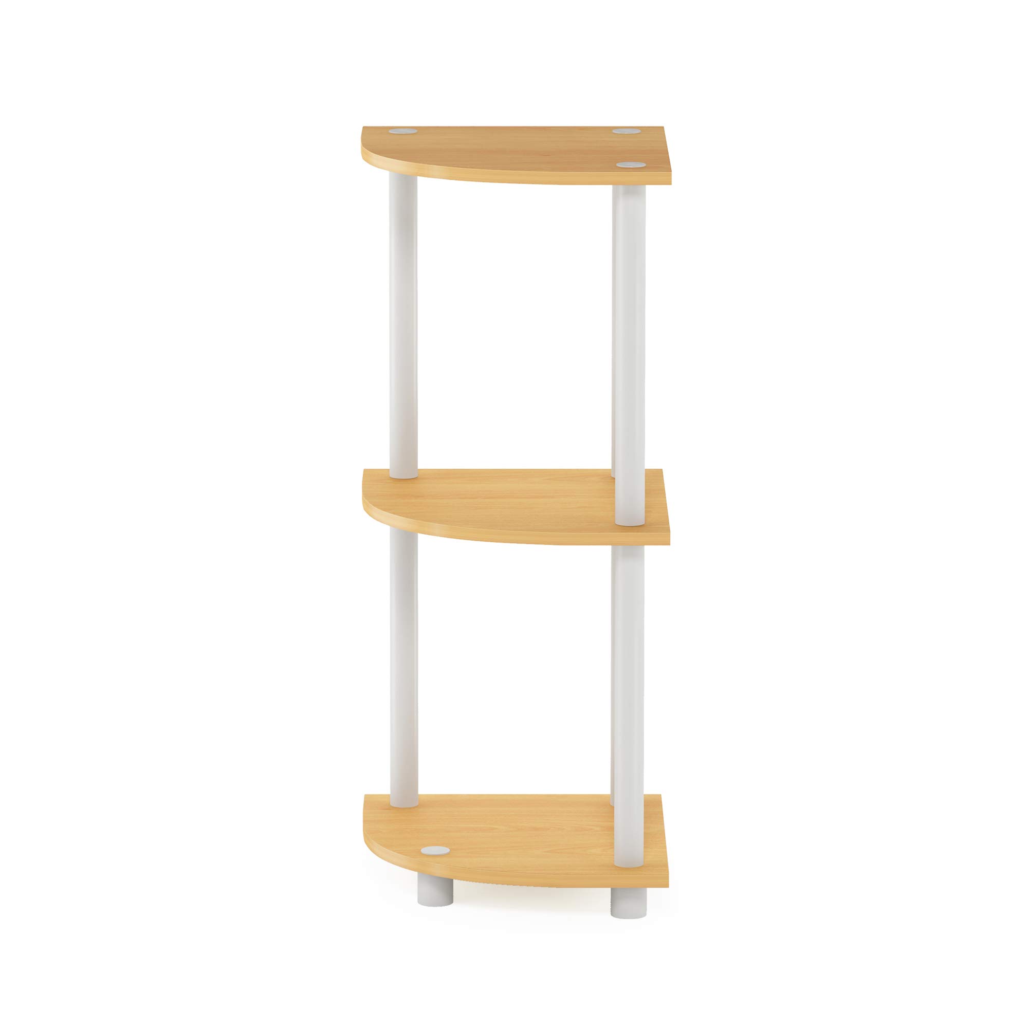 Furinno Turn-N-Tube 3-Tier Corner Display Rack - Multipurpose Shelving Unit for Home & Office - Beech/White (Model 12077BE/WH) - Perfect for Organizing Books, Plants & Decor in Small Spaces