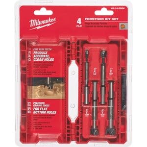Milwaukee 48-14-0004 4-Piece Forstner Bit Set - Premium Woodworking Drill Bits for Cabinets, Furniture & DIY Projects