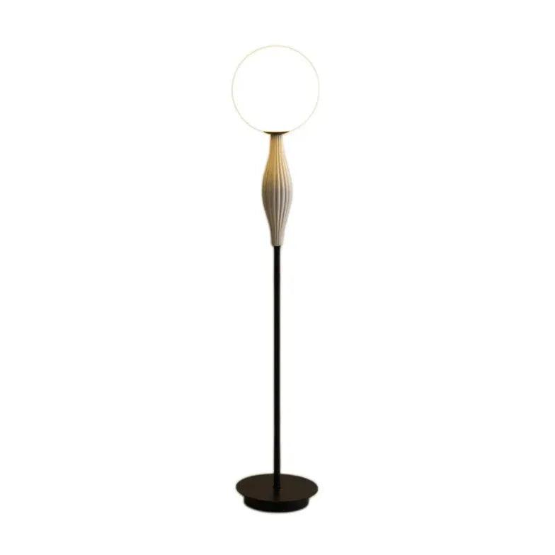 Modern White Sphere Long Rod Minimalist Floor Lamp - Sleek Contemporary Lighting for Living Room, Bedroom & Office Decor