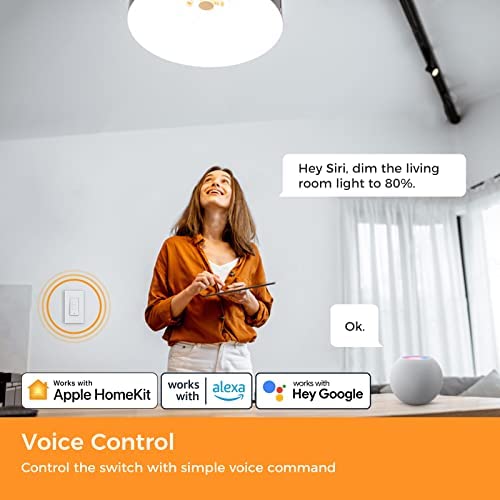 Refoss Smart Dimmer Switch 2 Pack - Single Pole WiFi Light Switch with Neutral Wire Required, Works with Apple HomeKit, Alexa & Google Assistant, FCC/ETL Certified for Home Automation - Perfect for Living Room, Bedroom & Smart Home Lighting Control
