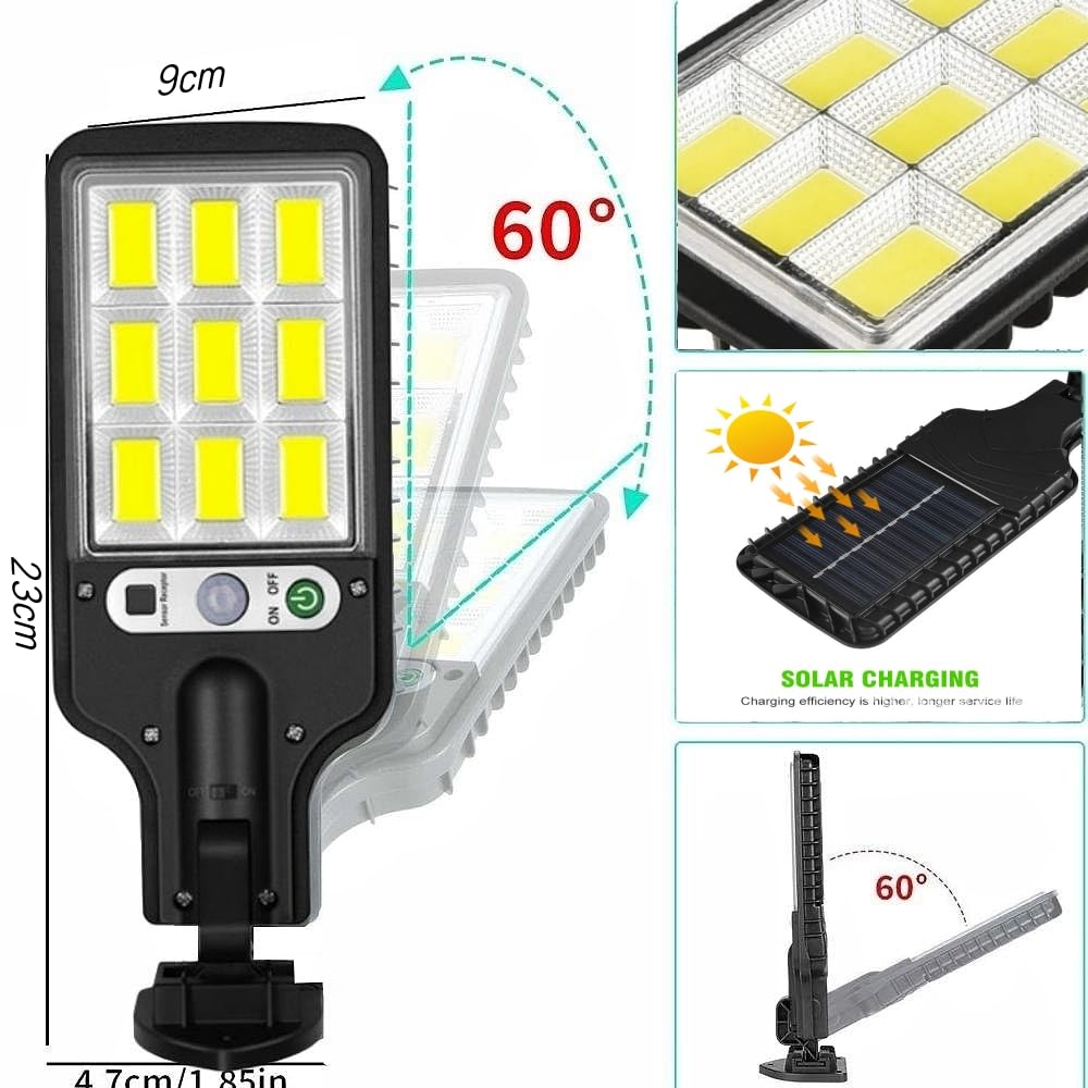 4 Pack Solar Street Lights Outdoor - Waterproof Motion Sensor Security Lights with 3 Lighting Modes | Solar Powered Parking Lot & Wall Lights for Garden, Garage, Pathway (Dusk to Dawn Auto On/Off) - Perfect for Home Security & Landscape Lighting