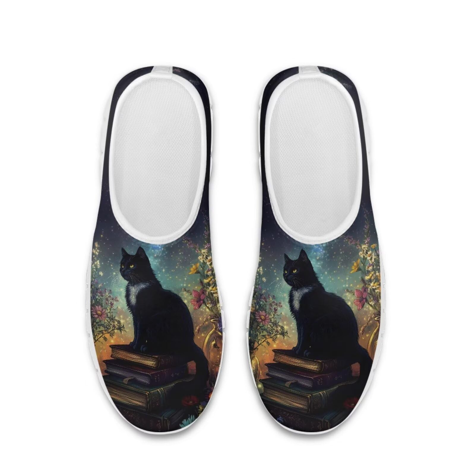 JoyLamoria Women's Cat Print Walking Shoes - Slip On Fashion Sneakers, Low Top Loafers for Travel & Casual Wear - Perfect for Walking, Running Errands & Daily Comfort