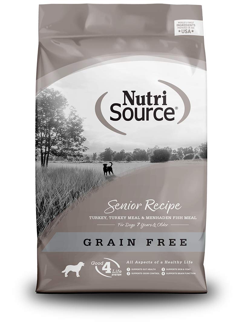 Nutrisource Grain Free Senior Dog Food with Turkey - 30lb Bag for Senior Dogs with Sensitive Stomachs | High Protein, Easy Digestion for Aging Pets