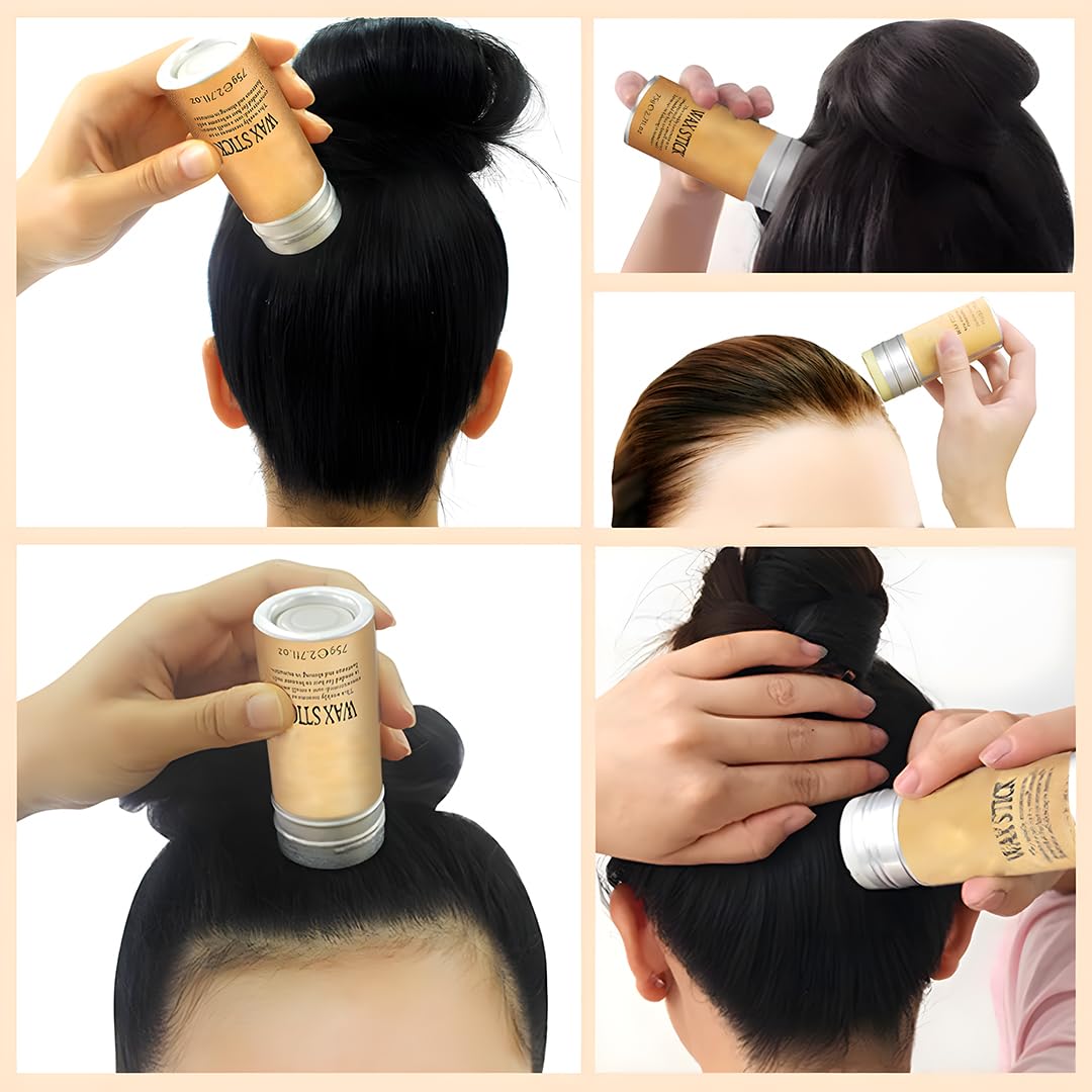 Non-Greasy Hair Wax Stick for Styling - Strong Hold Finishing Wax for Women & Men - Perfect for Updos, Ponytails & Frizz Control - Happy Fix Hair Styling Wax