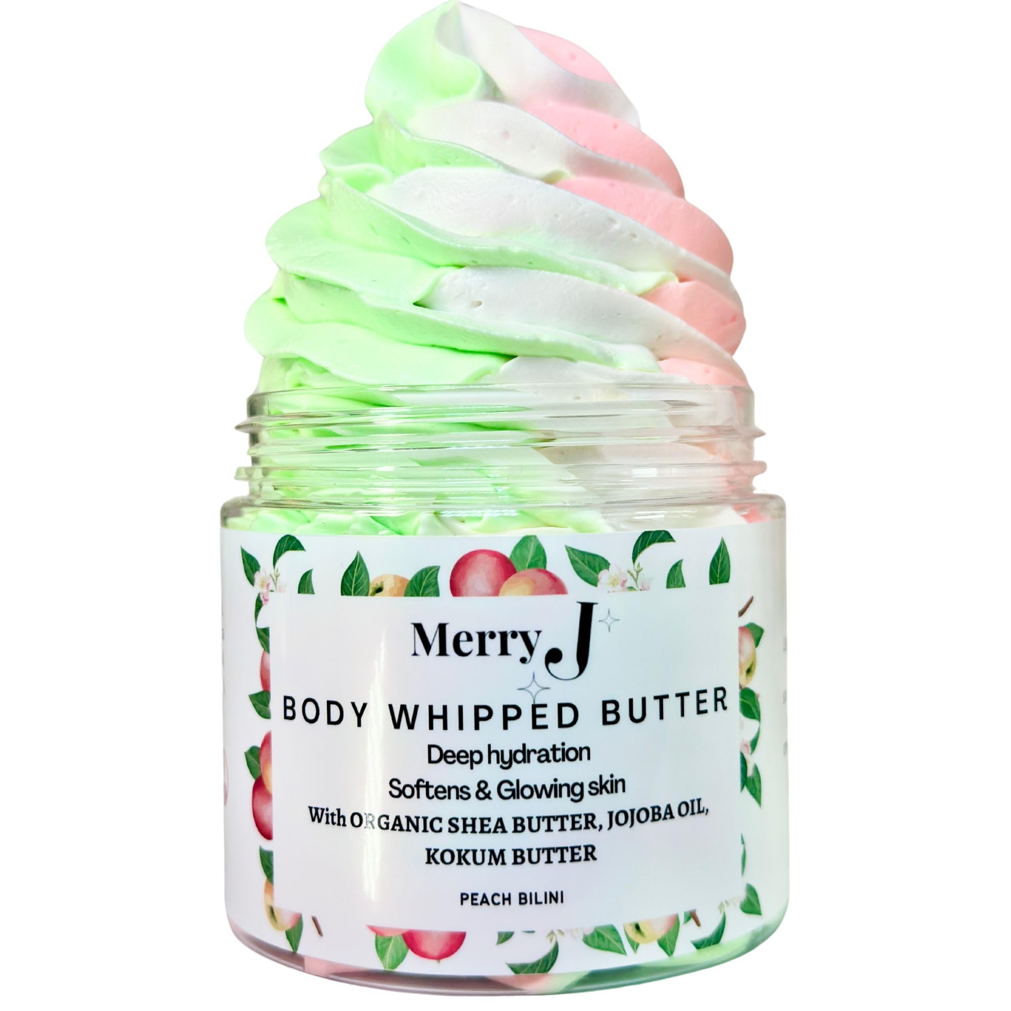 MerryJskin Whipped Body Butter - Peach, Rainbow, Strawberry & Vanilla | Non-Greasy Moisturizing Lotion | Perfect for Parties, Birthday Gifts & Baby Showers | Great for Dry Skin & Daily Hydration