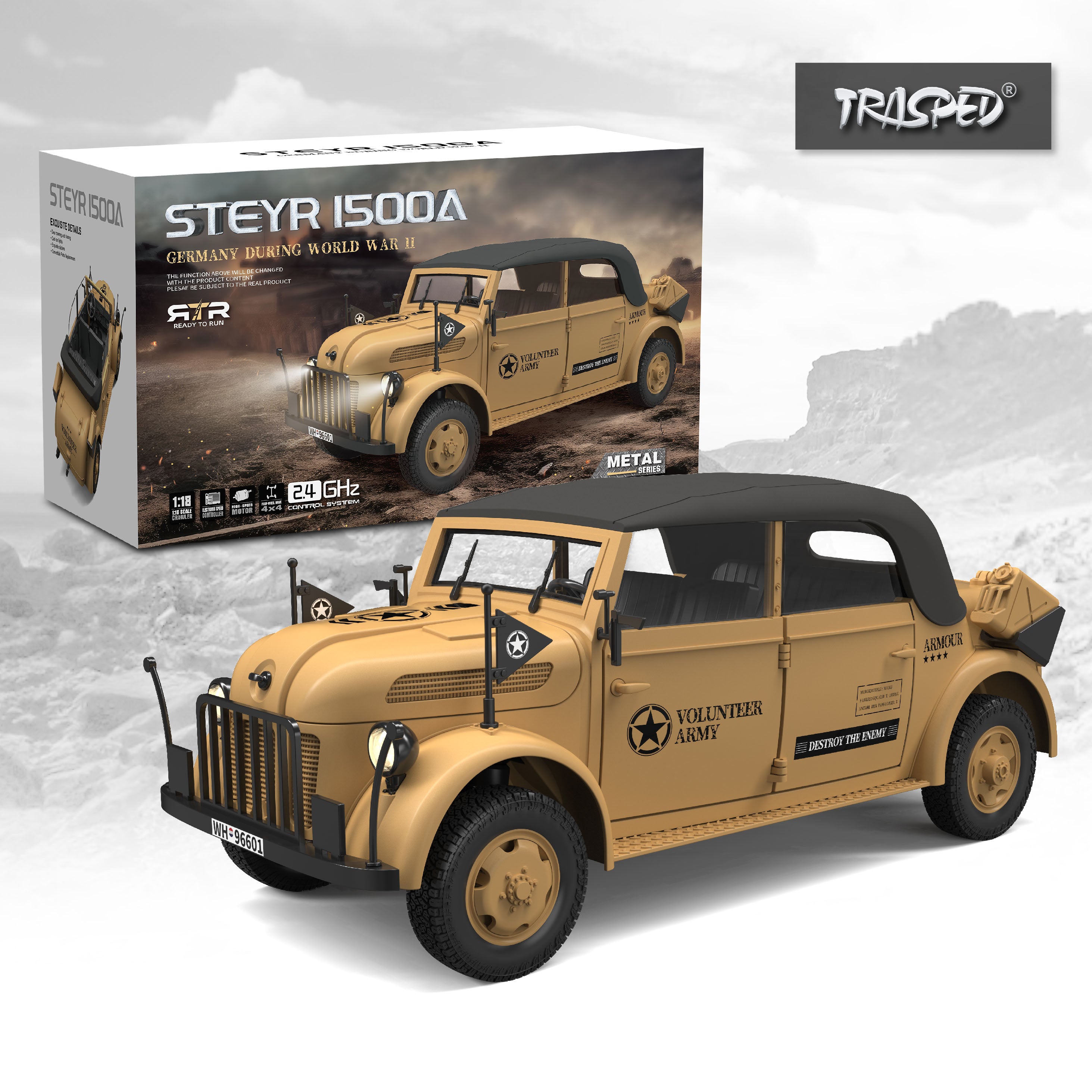 1/18 HG4 51 4x4 RC Command Vehicles - 4WD Off-Road Remote Control Car with Sound, Light & Smoke - Upgraded ESC Servo Motor for Crawling & Racing - Perfect for Outdoor Adventure & Backyard Play