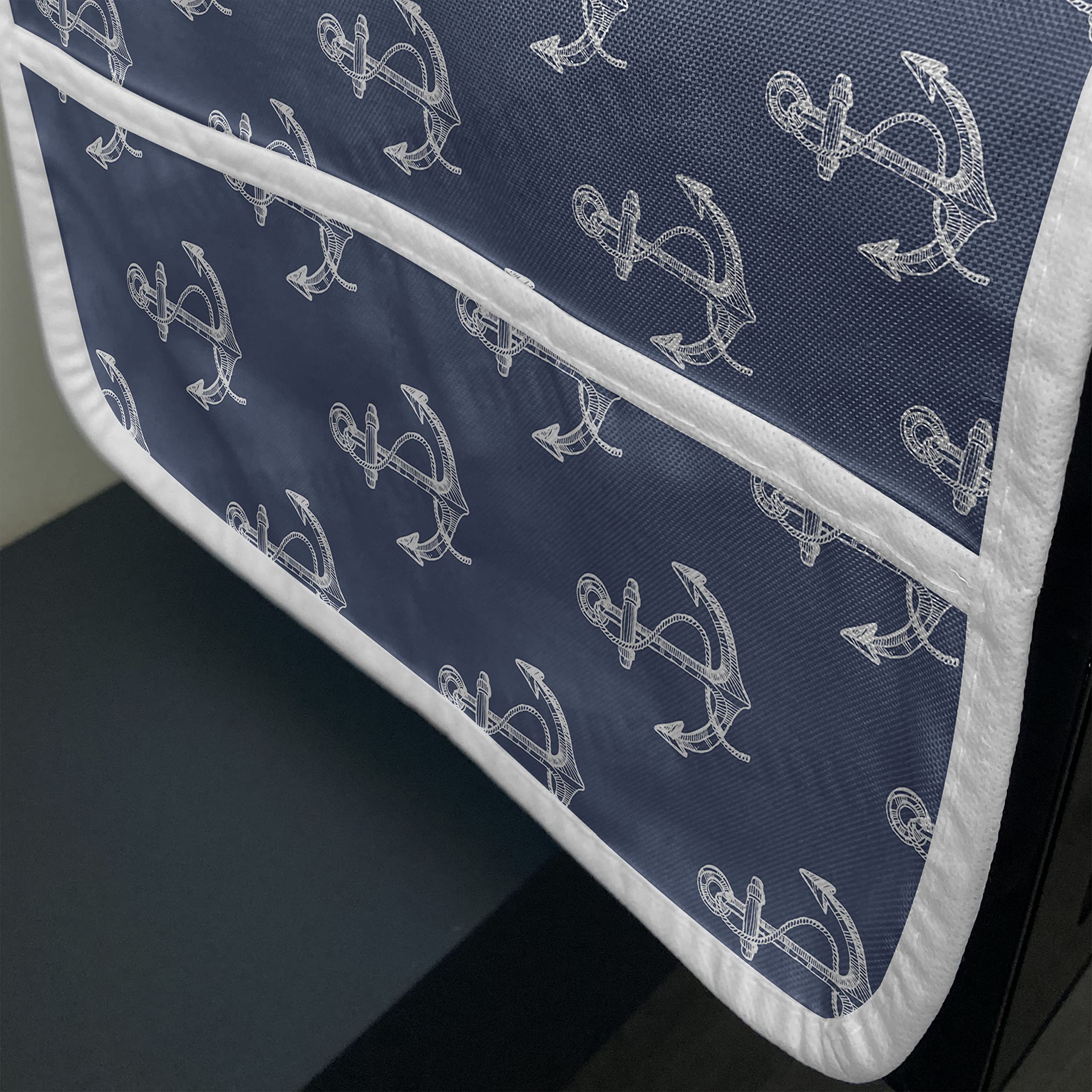 Ambesonne Waterproof Microwave Cover with Pockets - Nautical Ship Anchor & Striped Design - 36