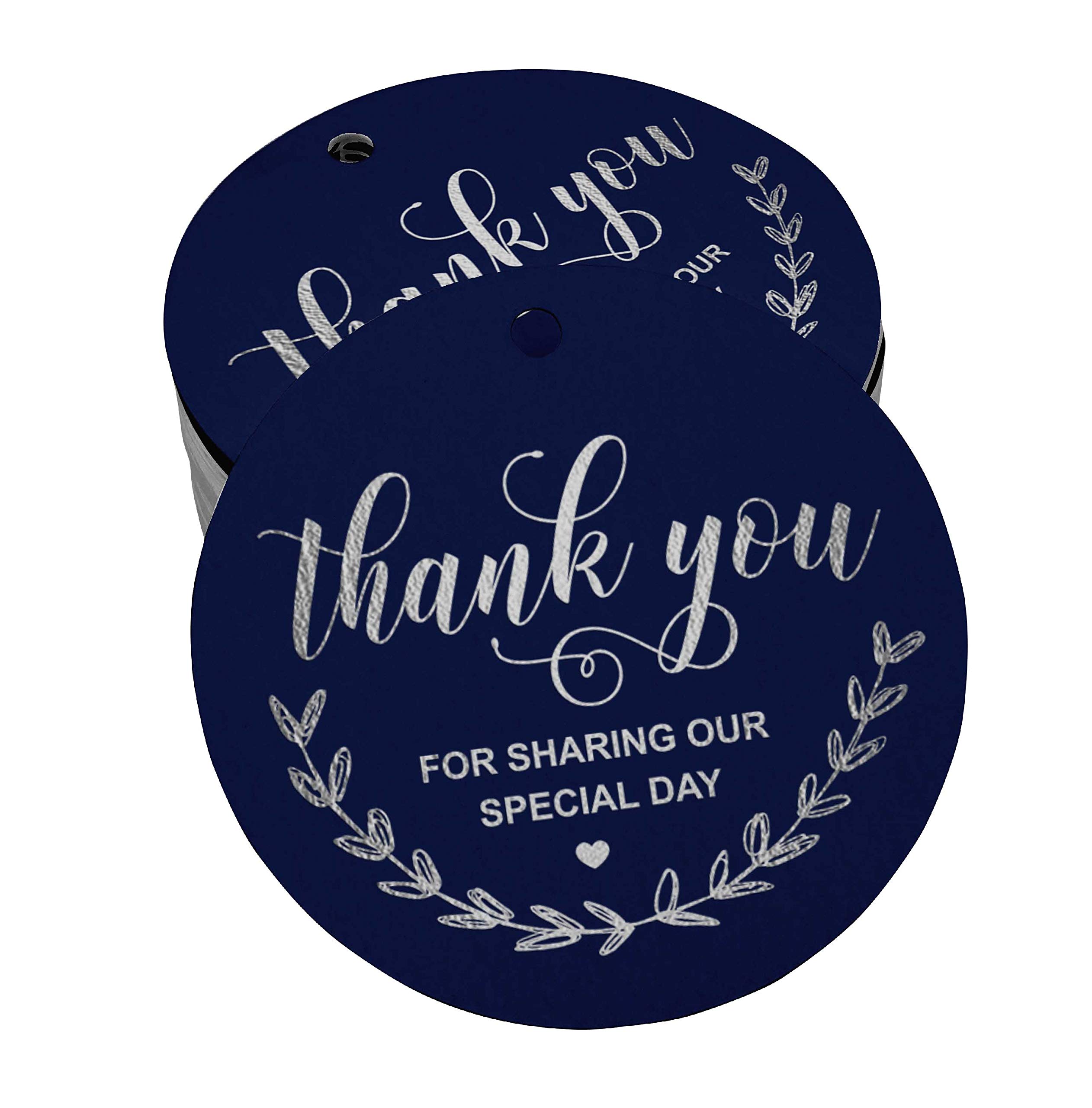 50 Silver Foil Paper Hang Tags - Elegant Thank You Gift Tags for Bridal Showers, Baby Showers, Weddings & Birthdays | Perfect for Party Favors, Gift Wrapping & Special Occasions