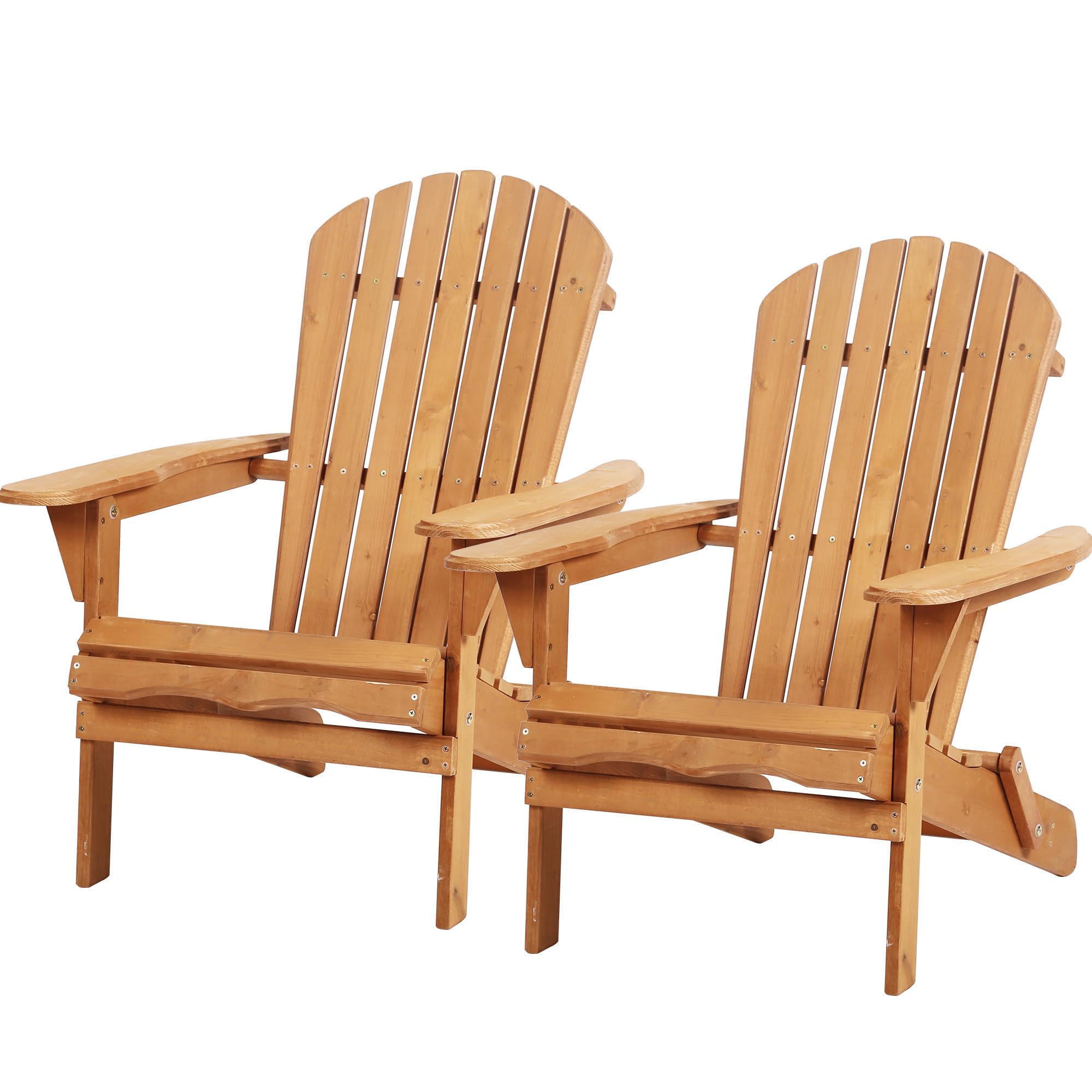 2-Pack Weather-Resistant Folding Adirondack Chairs - Solid Wood Outdoor Patio Furniture for Garden, Lawn, Beach & Balcony - Perfect for Campfires, Backyard Relaxation & Coastal Decoration