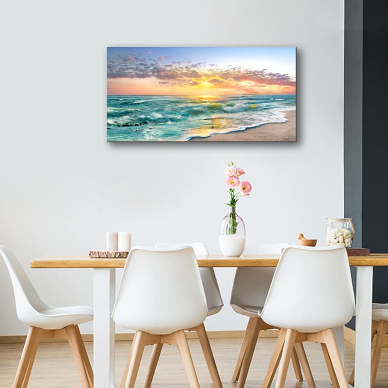 Popuwall Coastal Canvas Wall Art - Beach & Ocean Waves Decor for Living Room & Bedroom