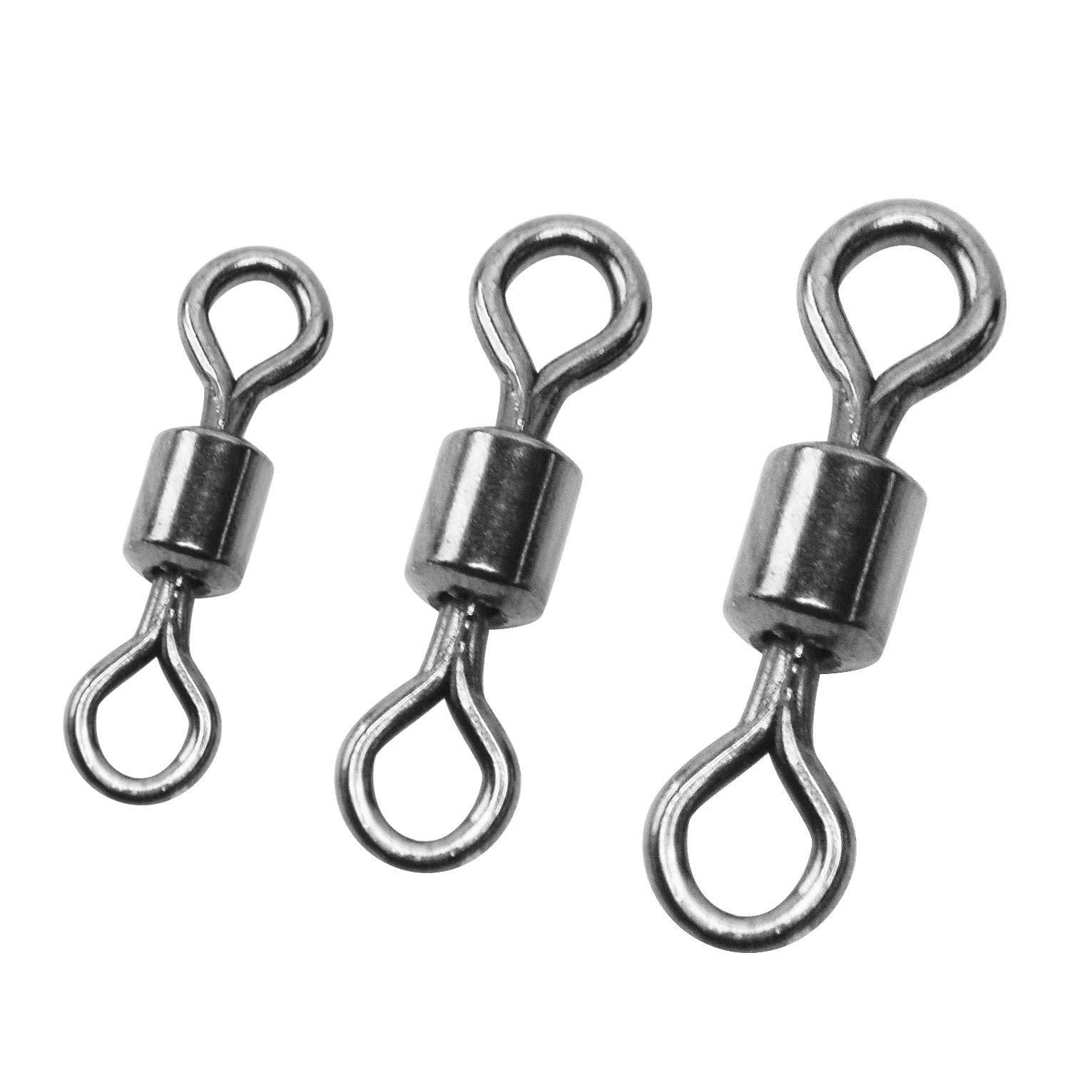 50Pcs Stainless Steel Fishing Rolling Barrel Swivels with Bearings - Saltwater & Freshwater Fishing Tackle (Size #1-#12, 20lb-1300lb Strength) - Perfect for Deep Sea, Lake, and River Fishing
