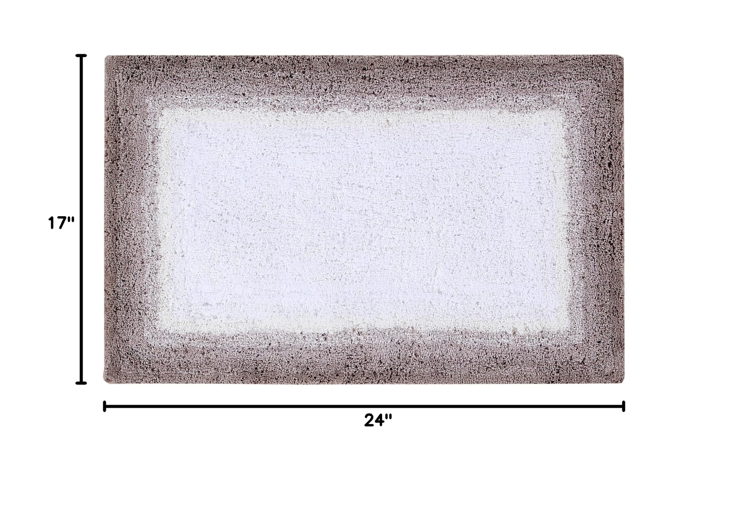 Premium 100% Cotton Bath Mat Set - Soft Absorbent Tufted Bathroom Rug, Machine Washable, Non-Slip Shower Mat for Bath Tub & Floor, 2-Piece Gray Bath Mats (17x24 Inches) - Perfect for Spa-Like Bathroom Comfort & Luxury Home Decor