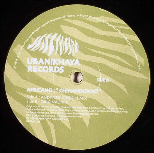 Africano Chinandondo 12 Ubanikhaya Records UBANIK003 - Authentic African Music Vinyl Record for DJs & Collectors | Perfect for Clubs, Home Listening & Music Enthusiasts
