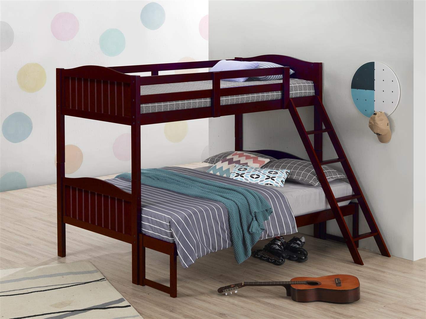 Coaster Home Furnishings Pauline Solid Wood Twin Over Full Bunk Bed in Espresso Finish - Perfect for Kids' Rooms, Guest Rooms & Space-Saving Bedroom Solutions