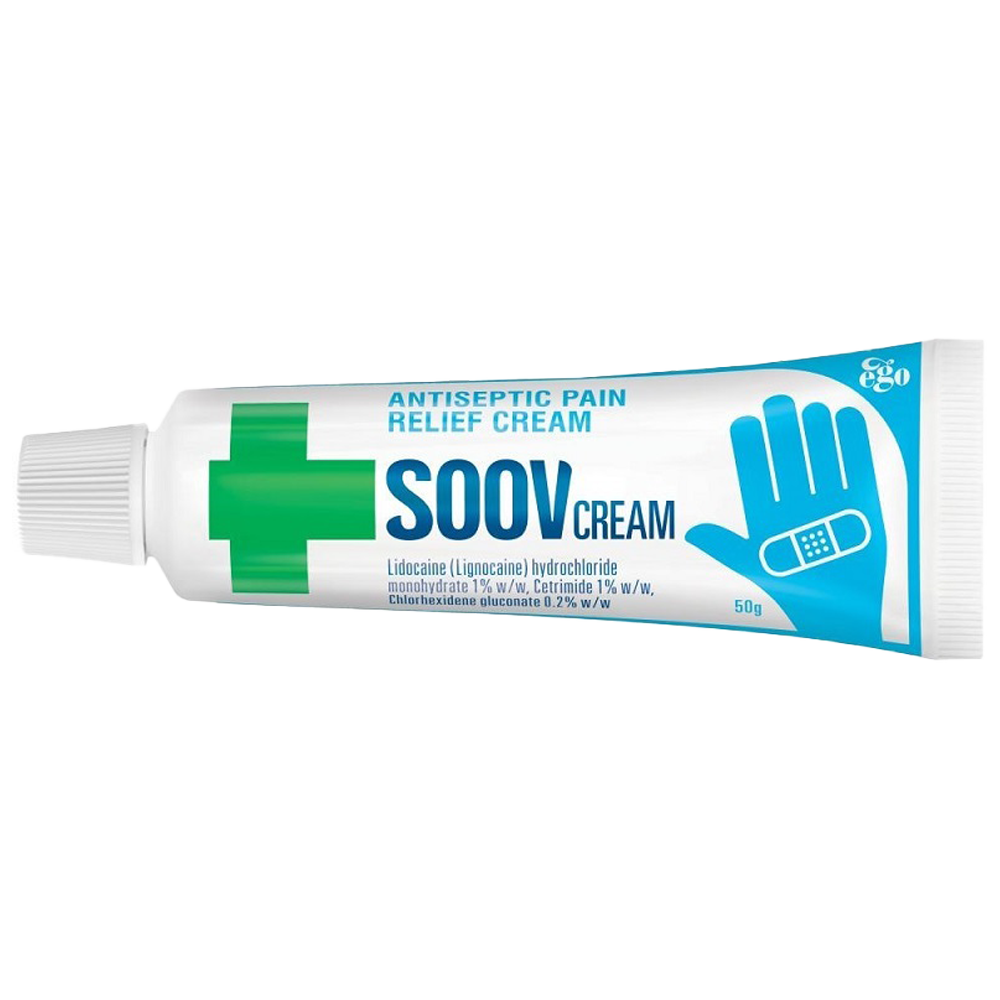 SOOV Antiseptic Cream for Wounds, Cuts & Burns - 50g Tube | First Aid Treatment for Minor Injuries & Skin Irritations | Ideal for Home, Travel & Emergency Kits