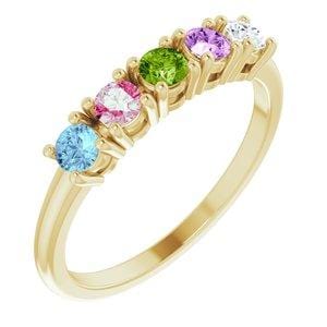 14K Yellow Gold 5-Stone Family Ring Mounting - Perfect for Engagements, Weddings & Anniversary Gifts