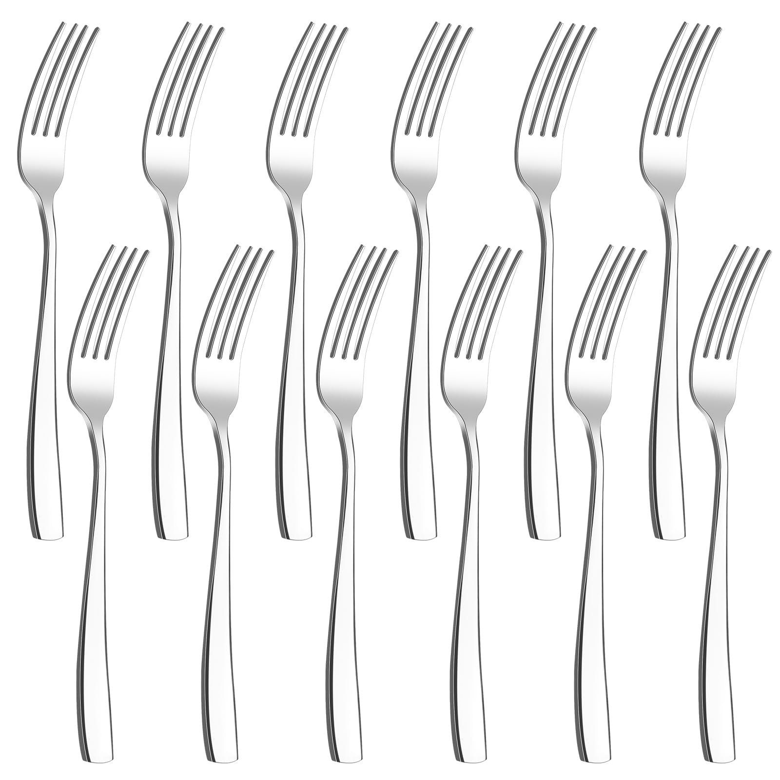 12-Piece Stainless Steel Dinner Forks Set - 8 Inch Elegant Flatware for Restaurants, Weddings & Home Dining - Dishwasher Safe Kitchen Cutlery