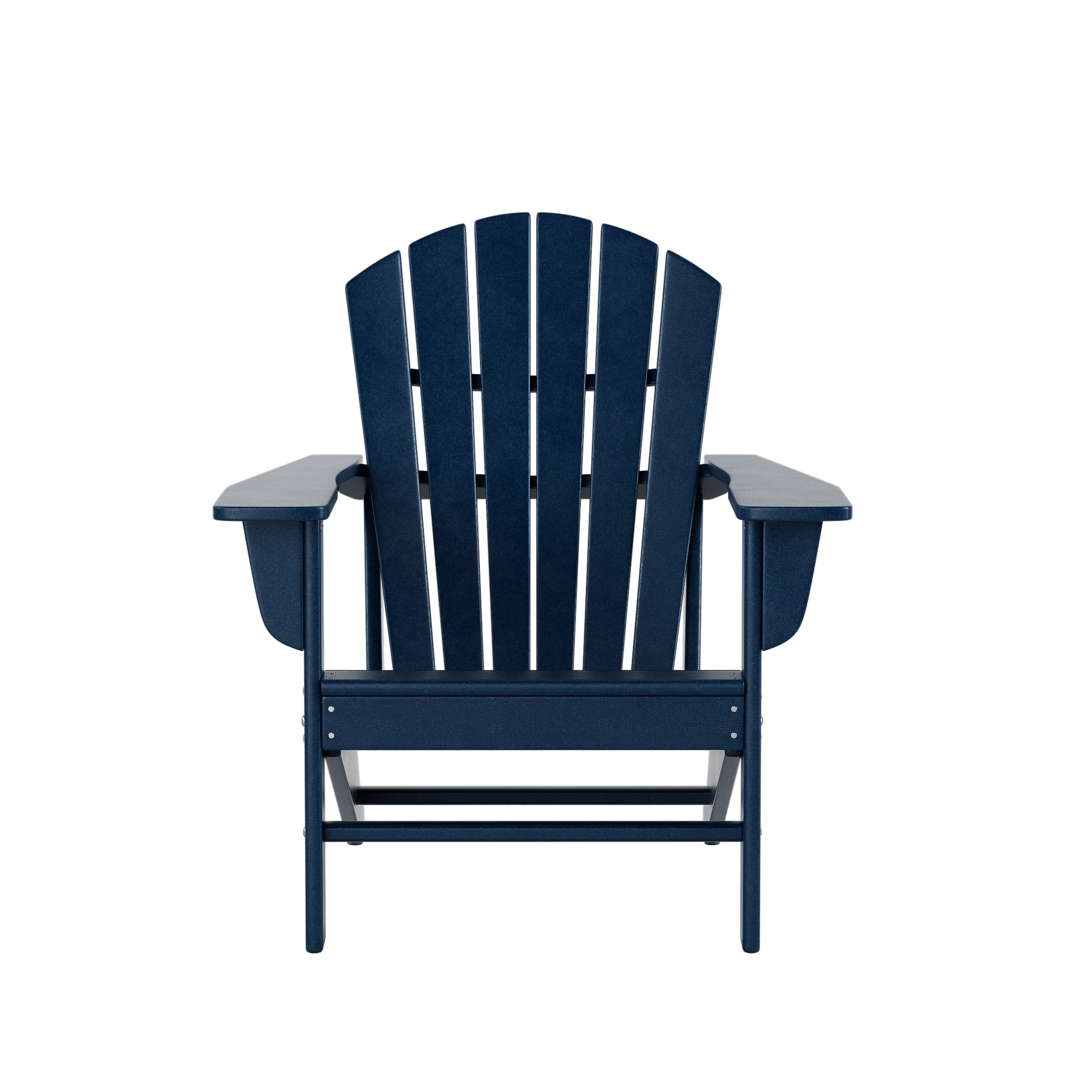 2-Piece WO Home Outdoor Adirondack Chair Set with Side Table - Weather-Resistant Poly Lumber Traditional Retro Lounger for Beach, Patio, Garden & Backyard - Navy Blue - Perfect for Relaxing Outdoors