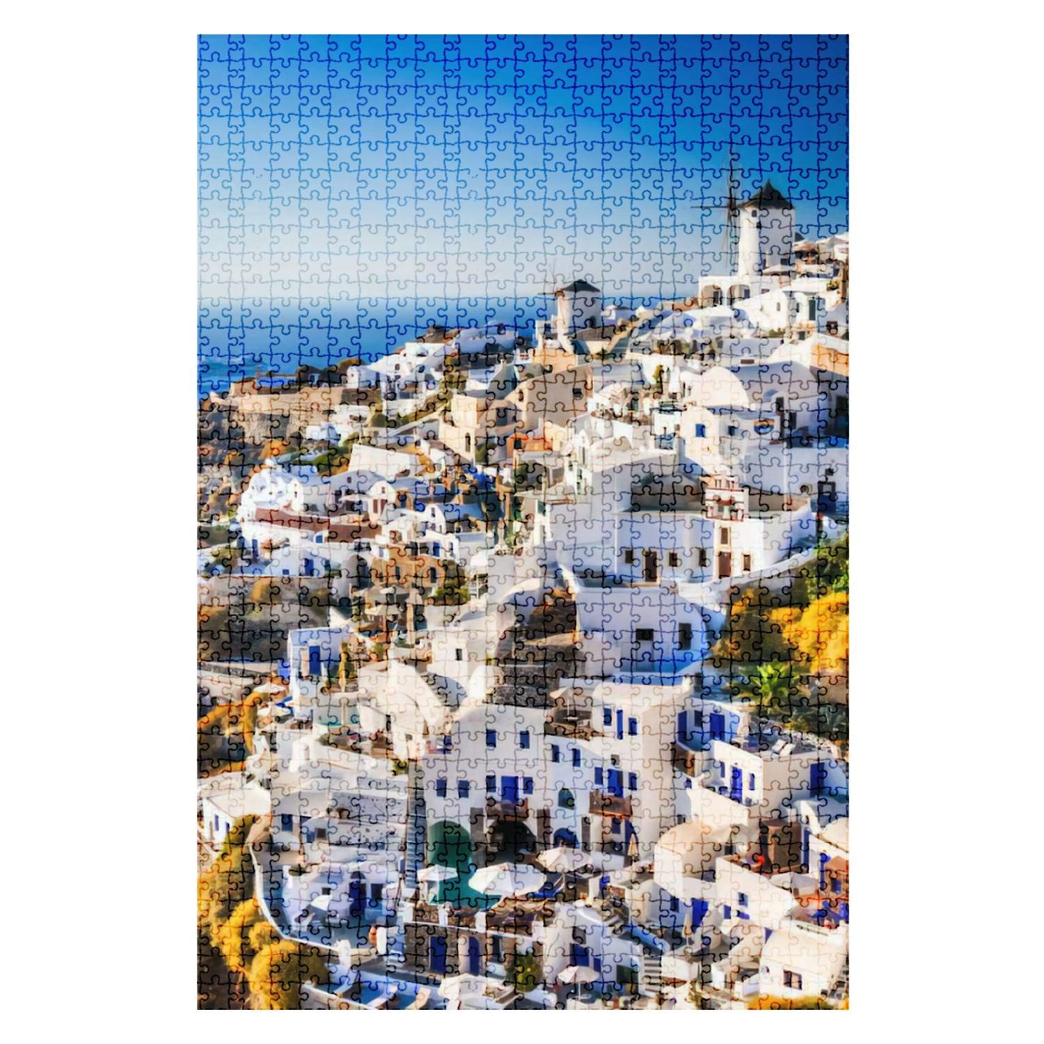 1000-Piece Wooden Jigsaw Puzzle - Santorini Greece Water City Landscape, Fun & Challenging Adult Puzzle for Home Decor, Family Game Night, Educational DIY Toy Gift for Teens and Adults