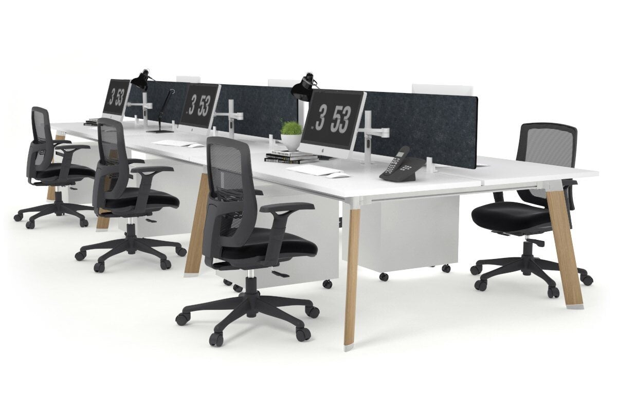 6-Person Wooden Workstation with Cable Management - 1400L x 800W Switch Office Desk for Team Collaboration | Perfect for Open Office Spaces & Conference Rooms