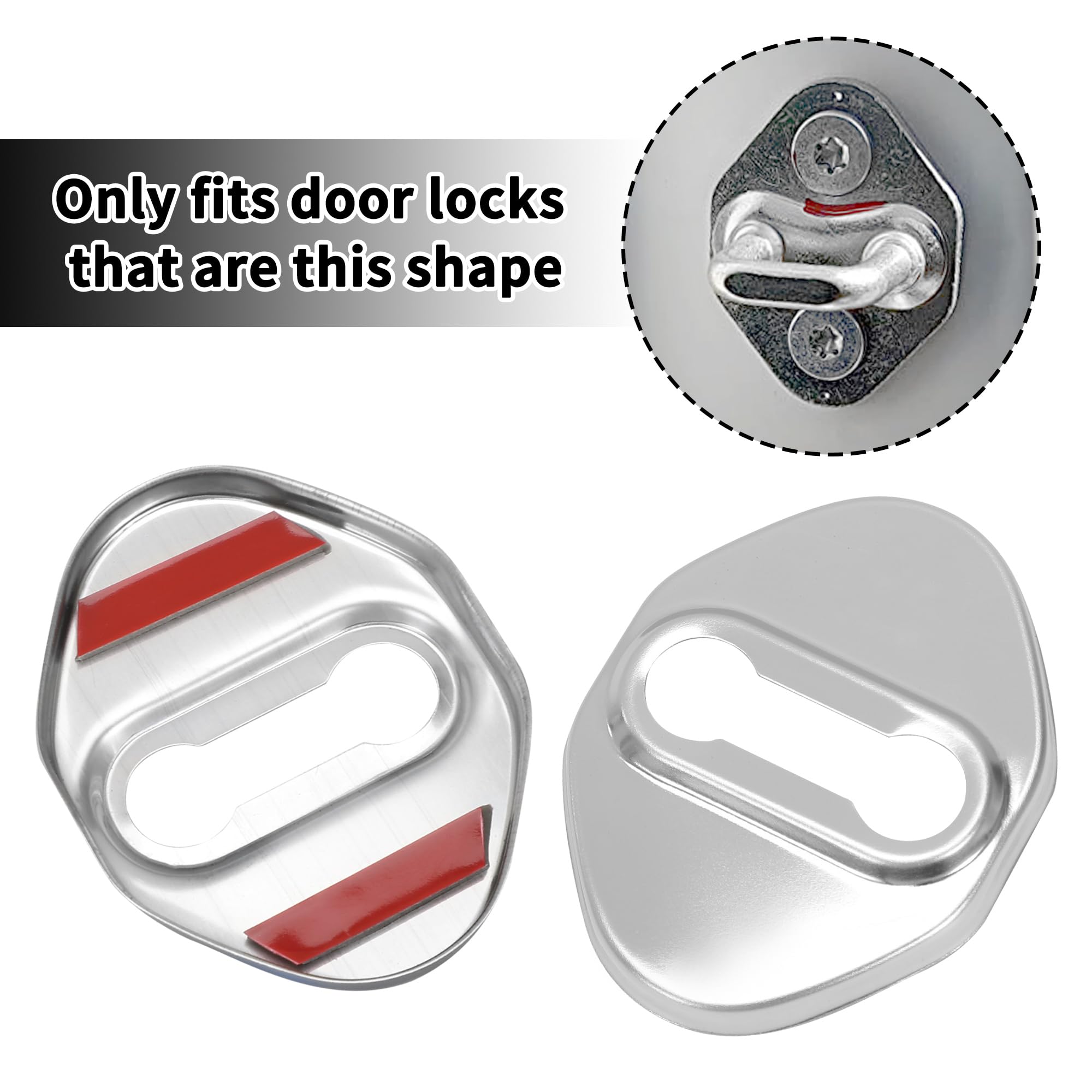 TOMALL 4pcs Stainless Steel Car Door Lock Latches Cover for Honda Accord Civic CR-V XR-V HR-V UR-V Odyssey Crosstour Pilot Vezel - Anti-Theft Lock Protector Accessories (Silver) - Perfect for Car Security & Style Enhancement